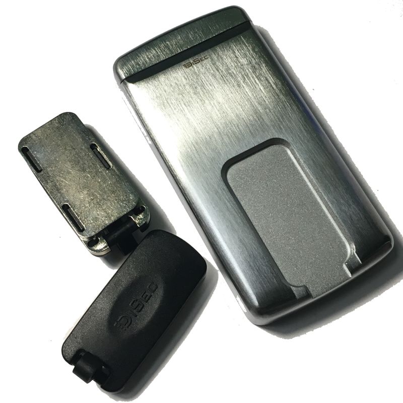 Escudo de segurança Disec cromado retangular, com proteção magnética, para chave de duplo palhetão