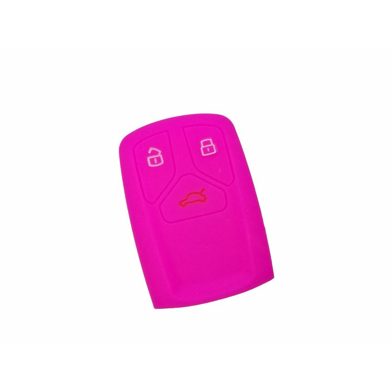 Capa silicone Audi, três botões Smart Key proximidade, rosa
