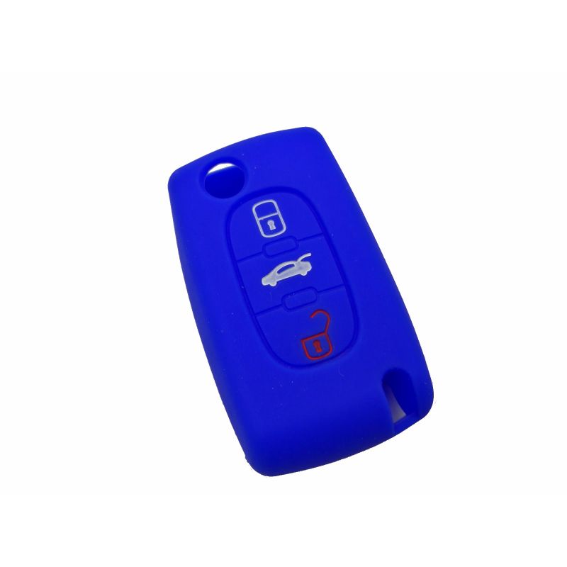 Capa silicone Citröen, flip três botões, azul
