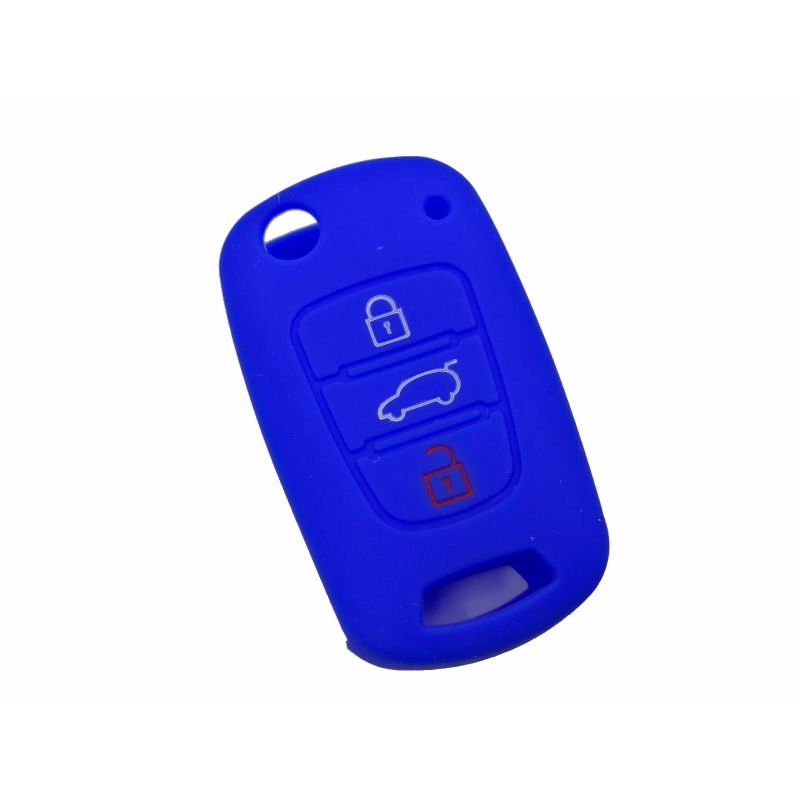 Capa silicone Kia, três botões, azul