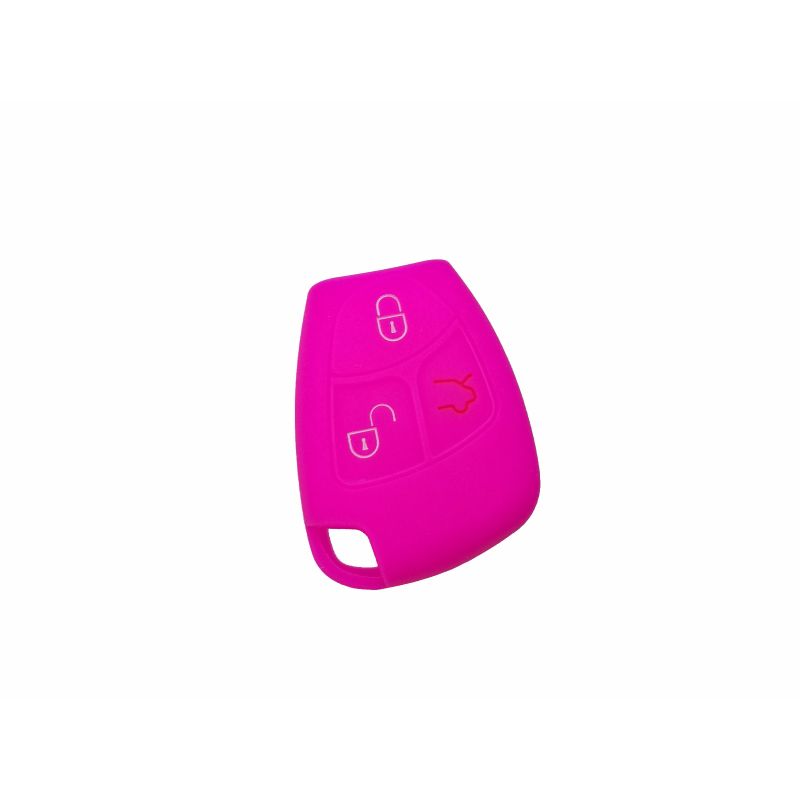 Capa silicone Mercedes, três botões, Smartkey (antiga), rosa