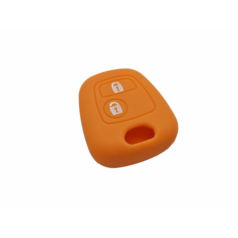 Capa silicone Peugeot, dois botões, laranja