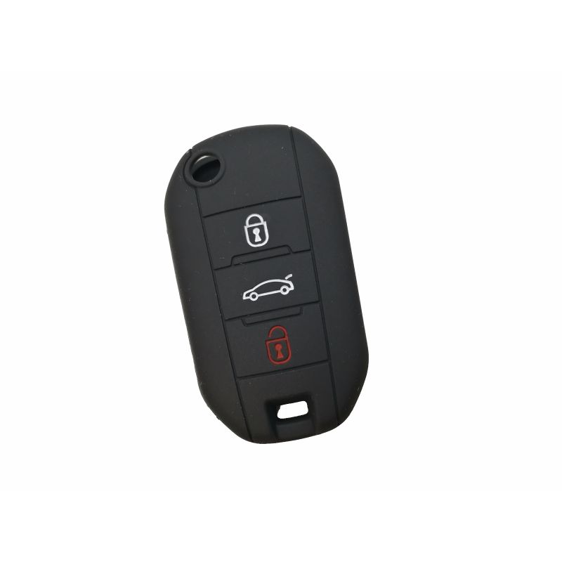 Capa silicone Peugeot, flip três botões, negra