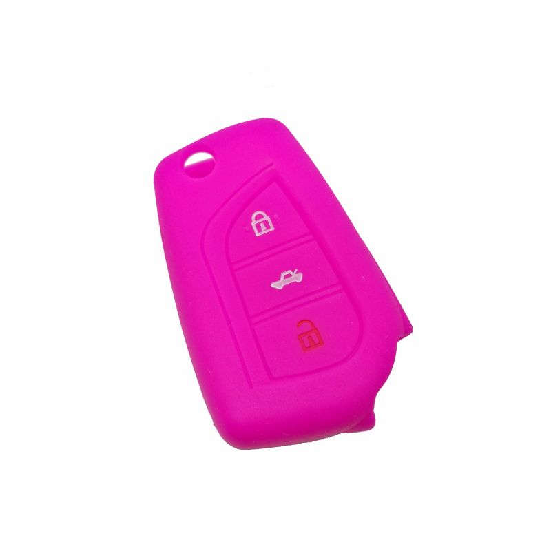 Capa silicone Toyota, três botões, rosa