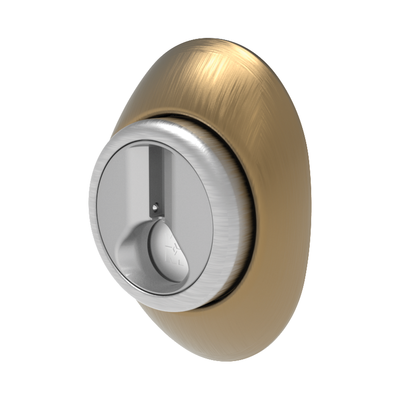 Escudo Mottura magnético de perfil europeu c/3 chaves, bronze