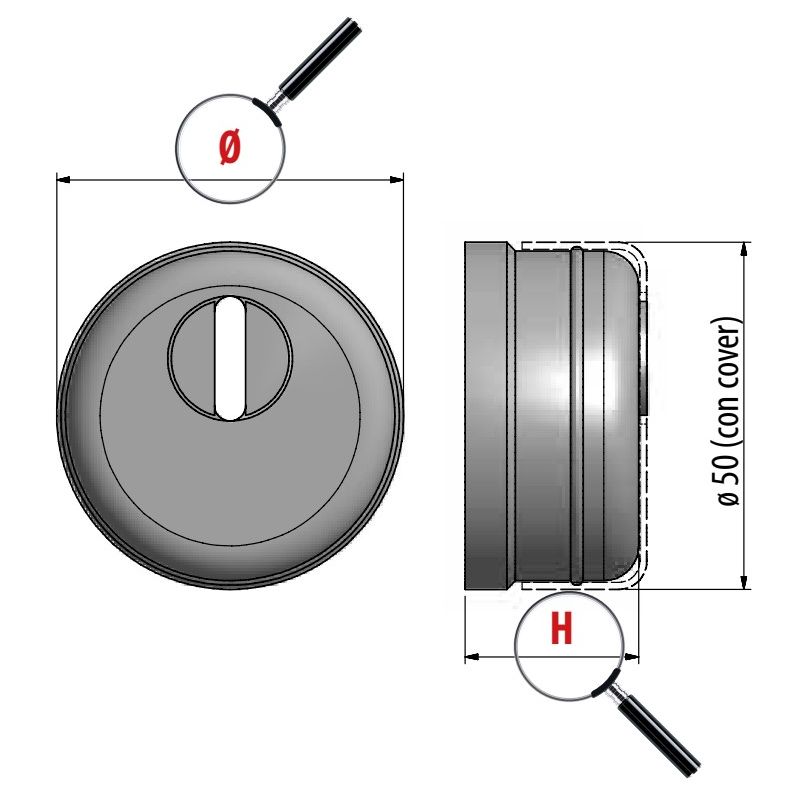 Escudo de segurança AF, para fechaduras de porta blindada, anti-tubo, 50 mm