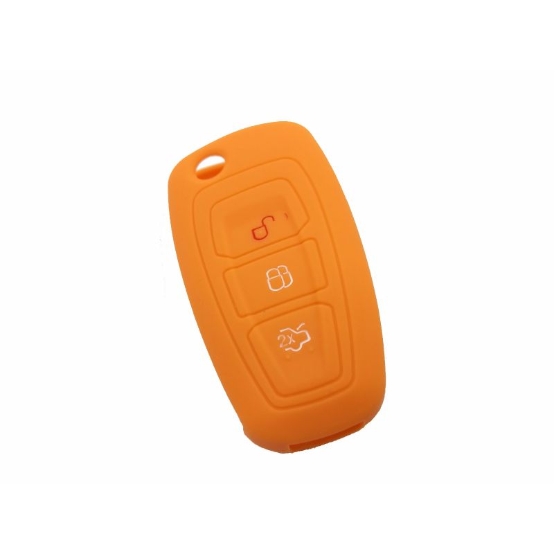 Capa silicone Ford, três botões, laranja