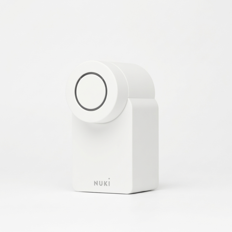 Fechadura inteligente Nuki Smart Lock Go branca com controlo por app e integração Matter