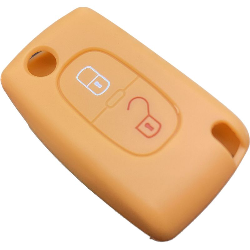 Capa silicone Citröen, flip dois botões, laranja